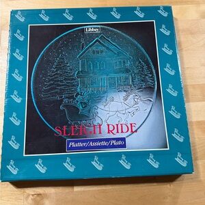 Libbey Sleigh Ride Platter NEW IN BOX